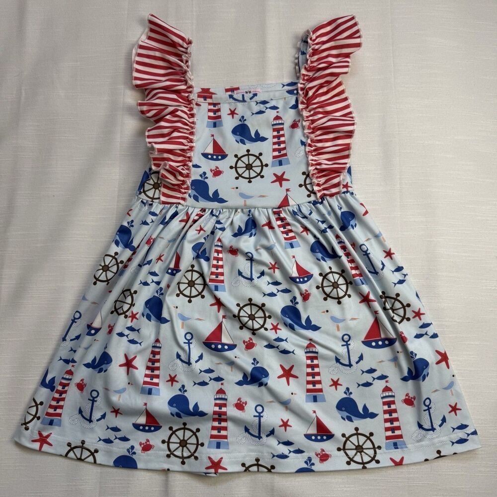 Pete + Lucy Anchors Away Sailor Girls Dress 3T